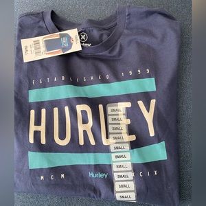 NWT Hurley Short Sleeve T-shirt. Size small. Main color is navy.